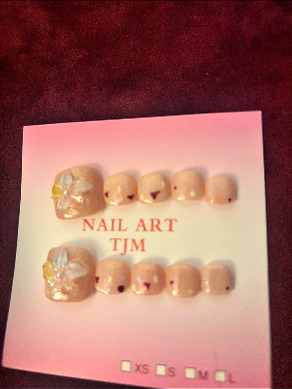 Nail Art TJM Floral Pink & White Press-On Nails